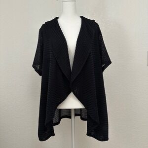 Avenue Boho Cardigan Cover Up Sheer XL Black Mesh Whimsigoth Festival Crochet